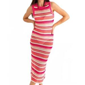 NEW SAGE & CITRUS beachy bliss open knit dress in pink